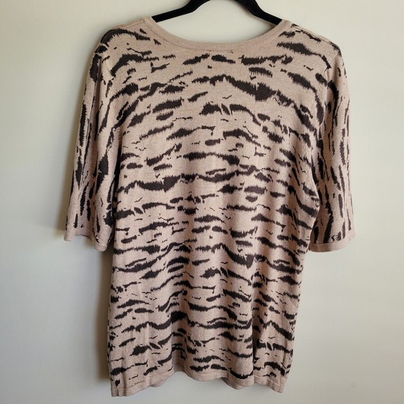 Lane Bryant Womens Cardigan Size 14/16 Animal Print Short Sleeves Four Buttons - Picture 6 of 6